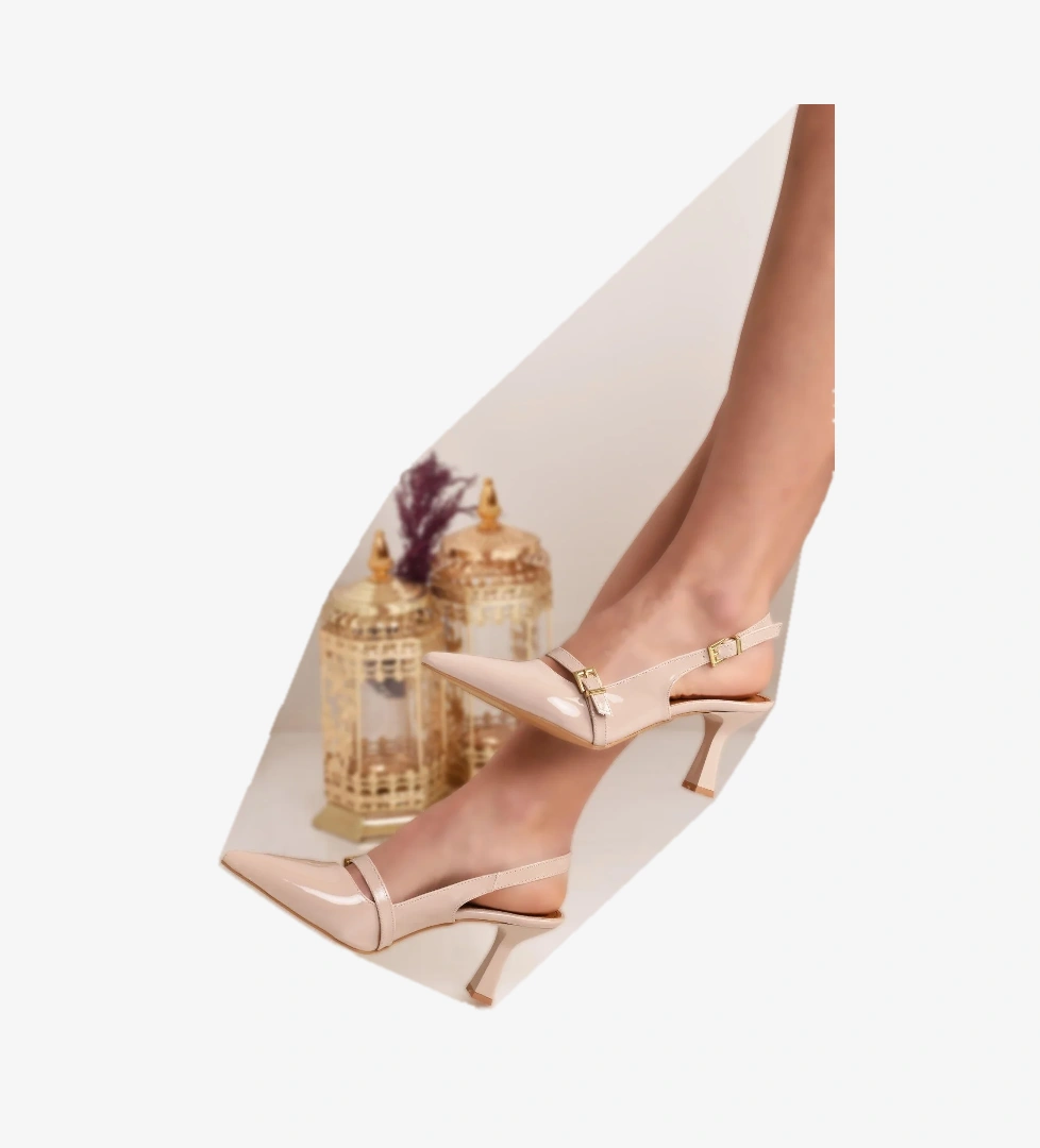 Sivri Burun Arkası Açık Günlük Klasik Kadın Topuklu Ayakkabı - Görsel 1