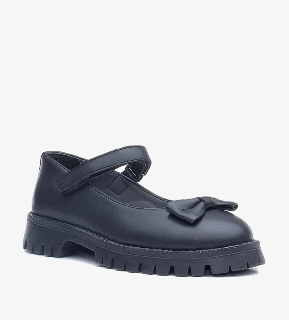 Rakerplus Siyah Mat Kalın Tabanlı Cırtlı Kız Çocuk Babet model görseli