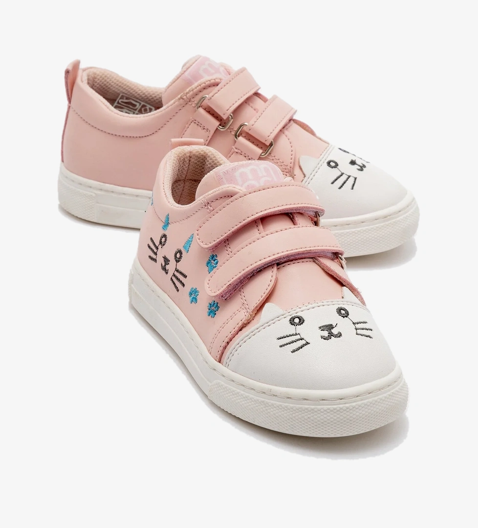 Kız Çocuk Pudra Kedili Sneaker Ayakkabı
