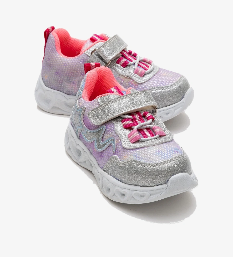Kız Çocuk Gümüş Işıklı Spor Ayakkabı - Görsel 1
