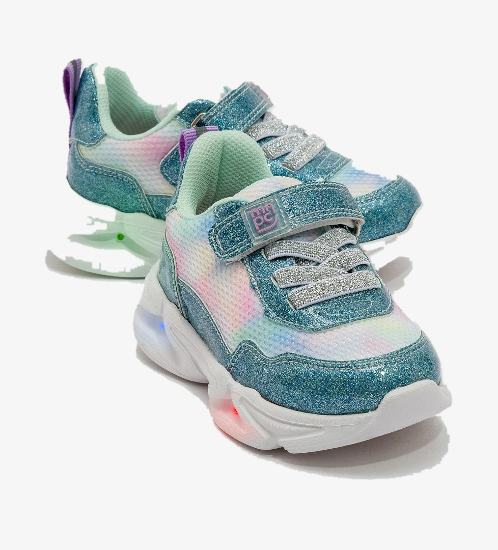 Kız Çocuk Mavi Işıklı Spor Ayakkabı - Görsel 1