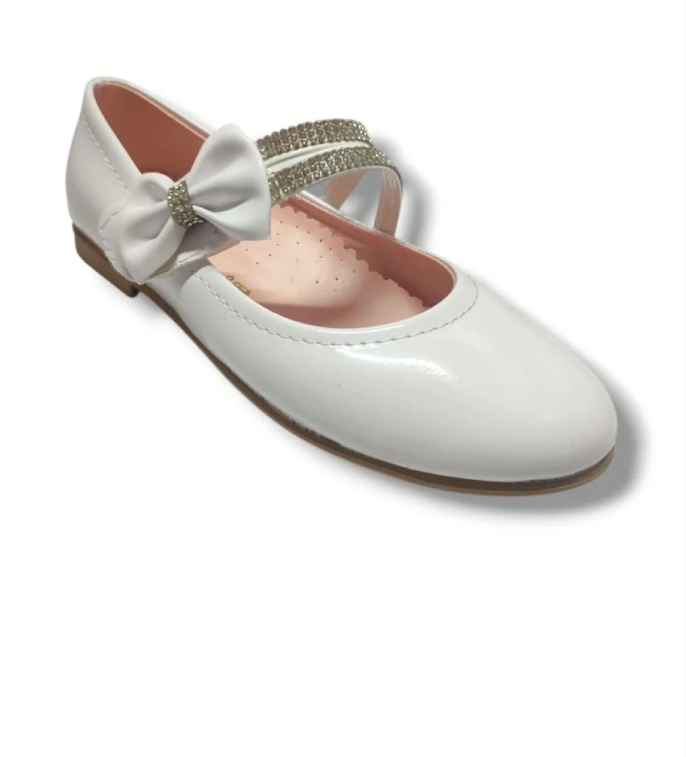 İremsu Rugan Deri Taşlı Çift Bantlı Kız Çocuk Babet 31-36 model görseli