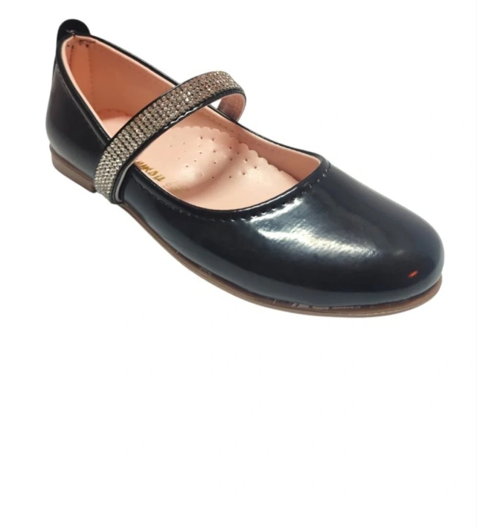 İremsu Rugan Deri Taşlı Lastik Bantlı Kız Çocuk Babet 26-30 model görseli