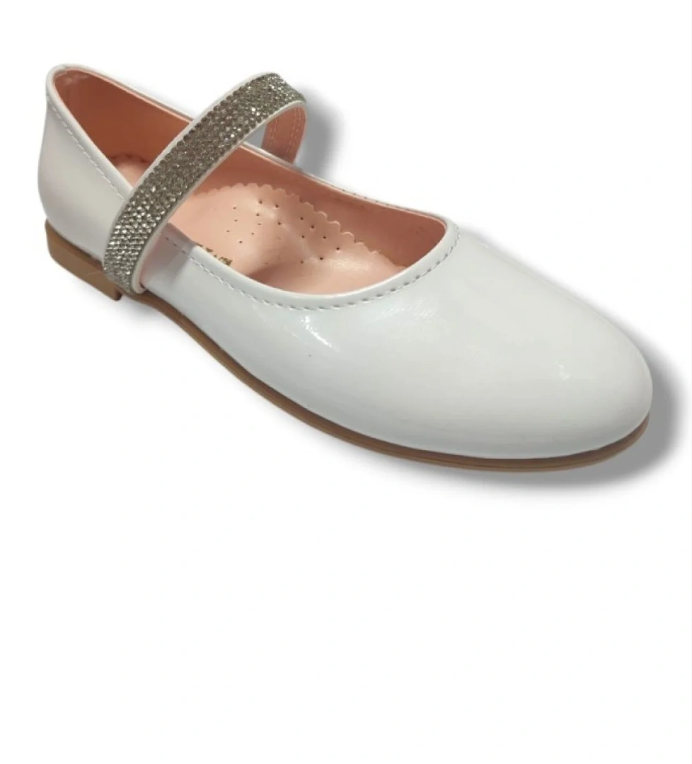 Rugan Deri Taşlı Lastik Bantlı Kız Çocuk Babet 26-30