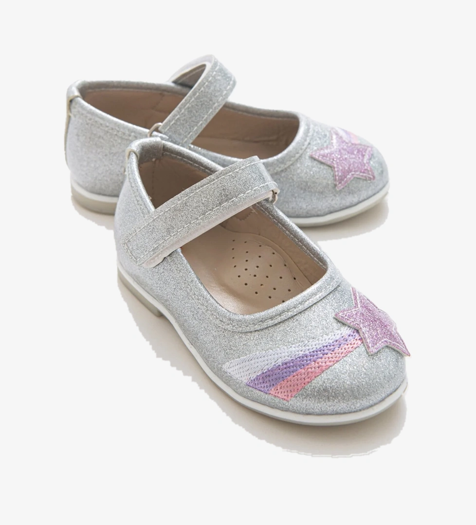 Kız Çocuk Gümüş Yıldızlı Günlük Babet