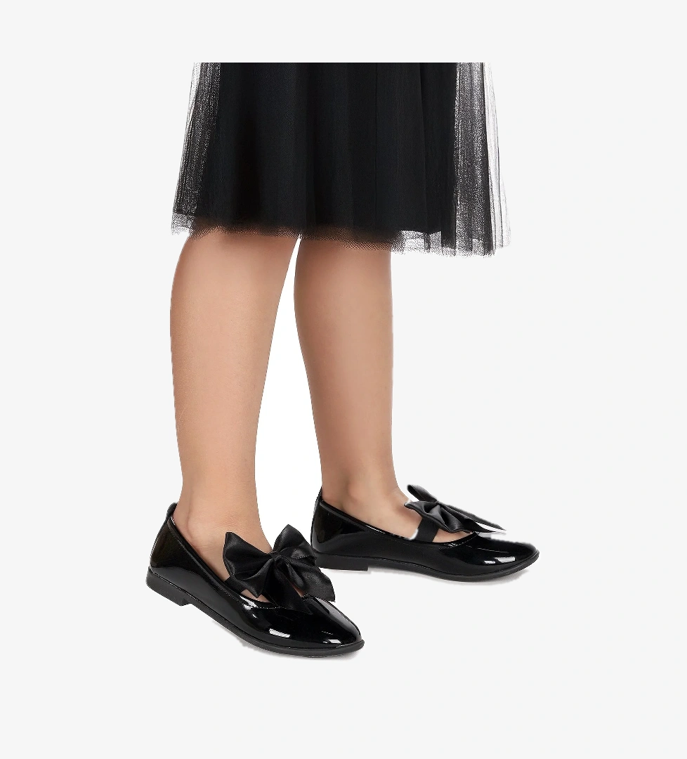 Tari Fiyonk Lastikli Kız Çocuk Babet Ayakkabı Siyah - Görsel 1