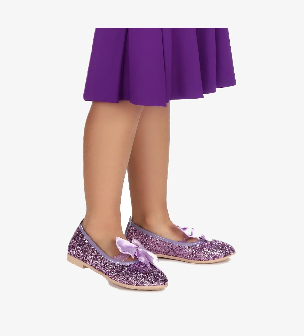 Tari Fiyonk Lastikli Kız Çocuk Babet Ayakkabı Lila - Görsel 1