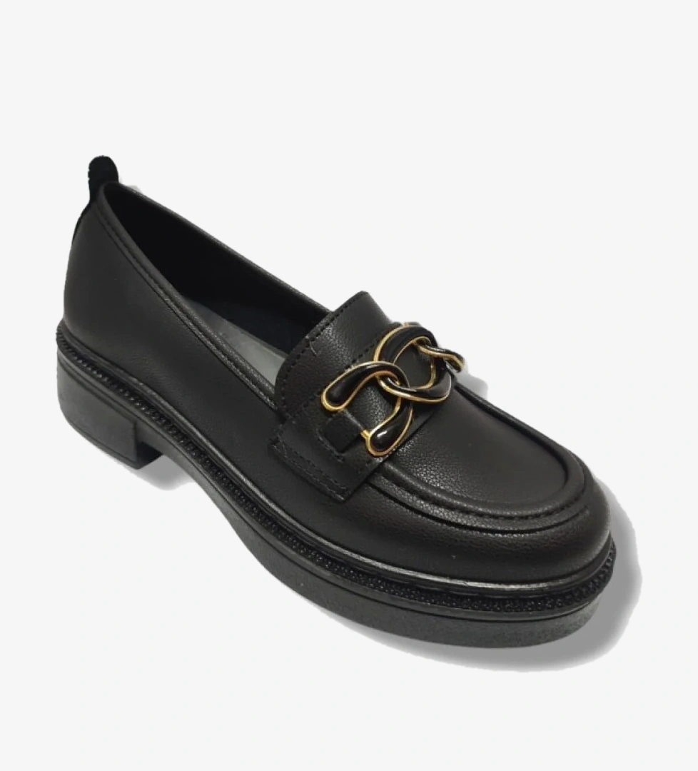 Şanzelize 185-25 Deri Anatomik Zincir Tokalı Casual Kadın Ayakkabı - Görsel 1