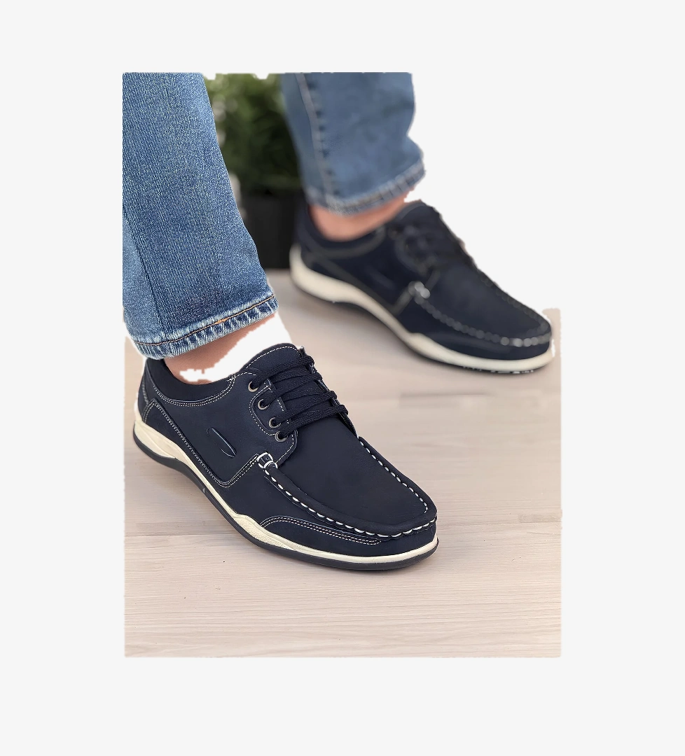 Ghattix Hakiki Deri Erkek Ayakkabı Lacİvert Bağli