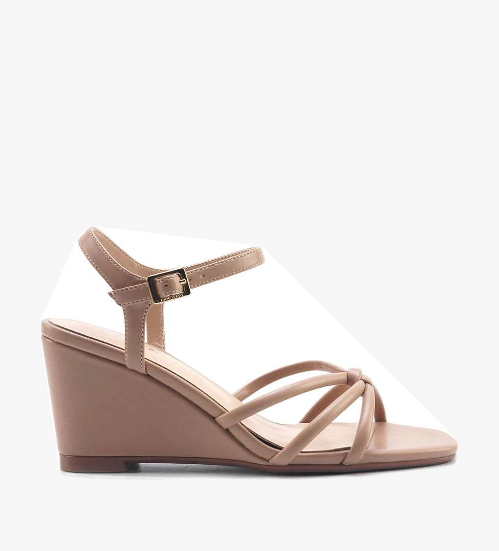 JORGIA 5FX Bej Kadın Dolgu Topuk Sandalet - Görsel 1