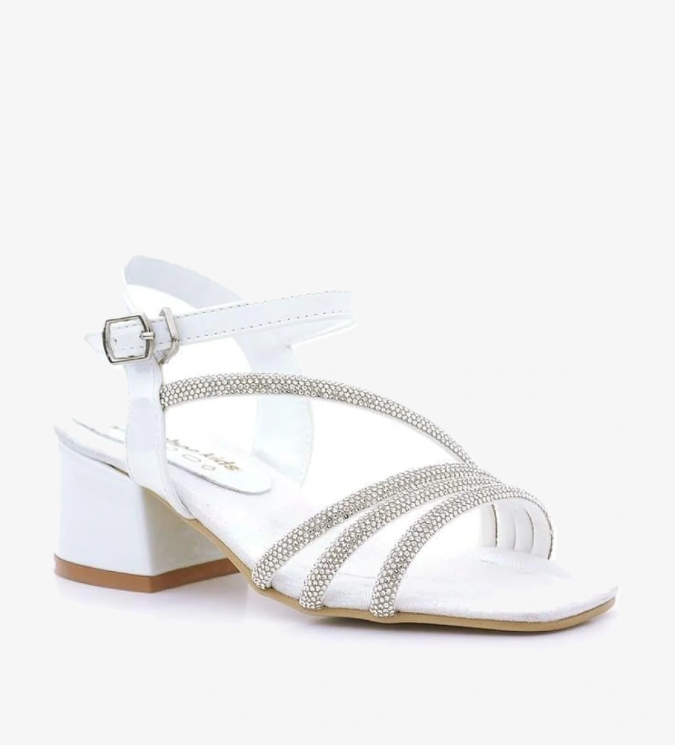 Hapshoe Kids Moana Beyaz Taş Detaylı Kız Çocuk Topuklu Abiye Ayakkabı model görseli