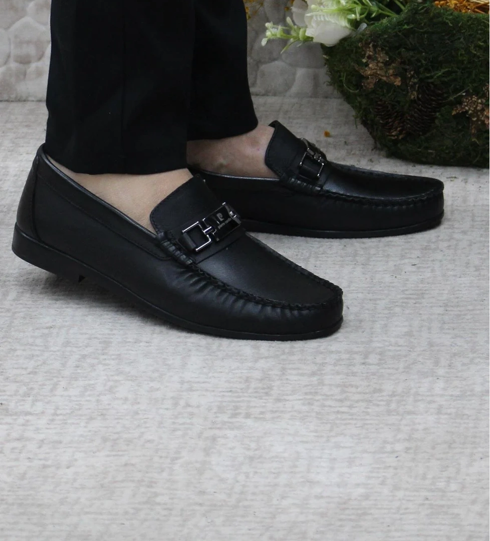 25109 Siyah Hakiki Deri Erkek Babet Loafer Erkek Ayakkabı - Görsel 1