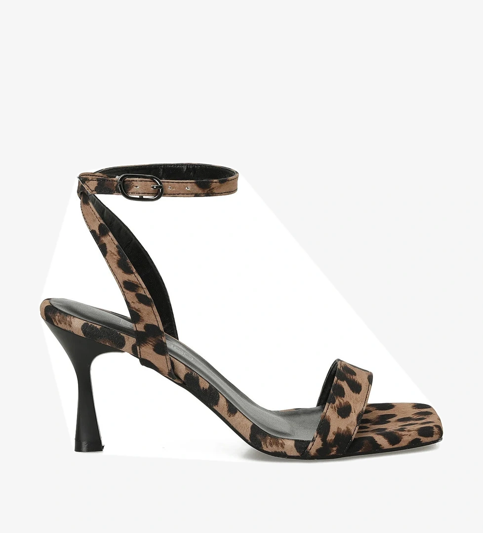 25S-006 5FX Leopar Kadın Topuklu Sandalet - Görsel 1