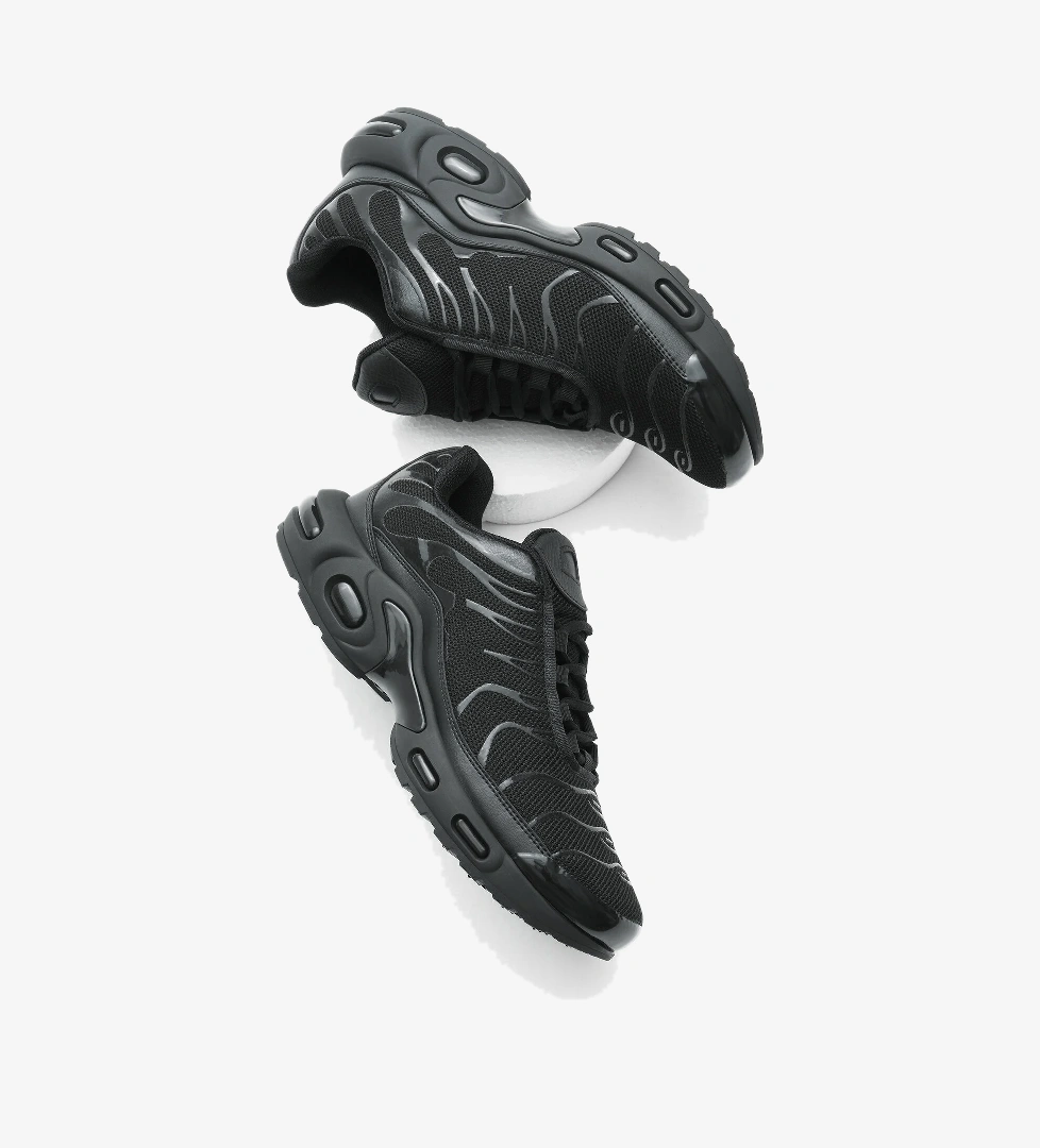 Unisex Siyah Faylon TPU Taban Nefes Alabilen Kumaş Bağcıklı Spor Ayakkabı - Görsel 1