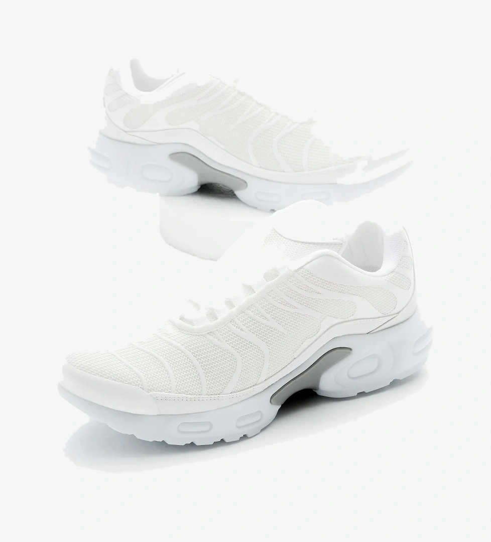 Unisex Beyaz Faylon TPU Taban Nefes Alabilen Kumaş Bağcıklı Spor Ayakkabı