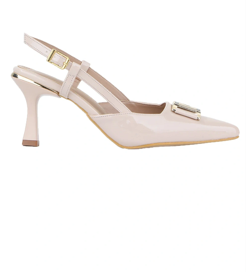 54707 Logolu 4 Cm Topuklu Kadın Ayakkabı