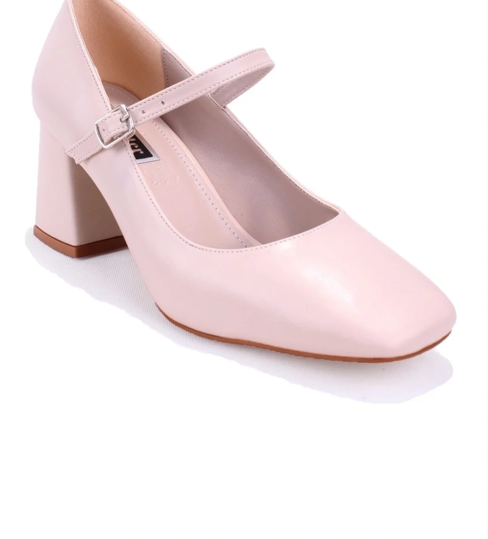 DZA07-1006085 Bej Klasik Topuklu Kadın Ayakkabı