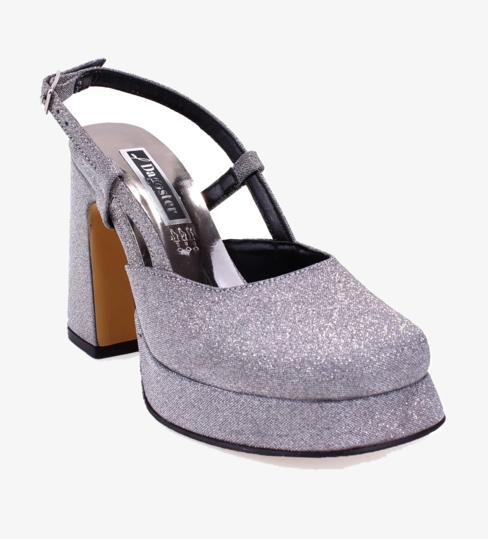 Dagoster Dza07-337560 Gümüş Platin Simli Platform Topuklu Kadın Ayakkabı model görseli