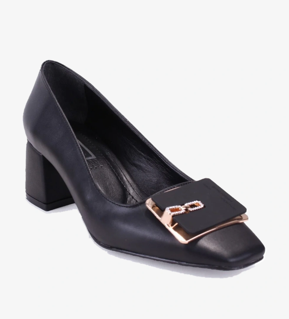 Dagoster DZA07-1219606 Siyah Kalın Topuklu Klasik Kadın Ayakkabı model görseli