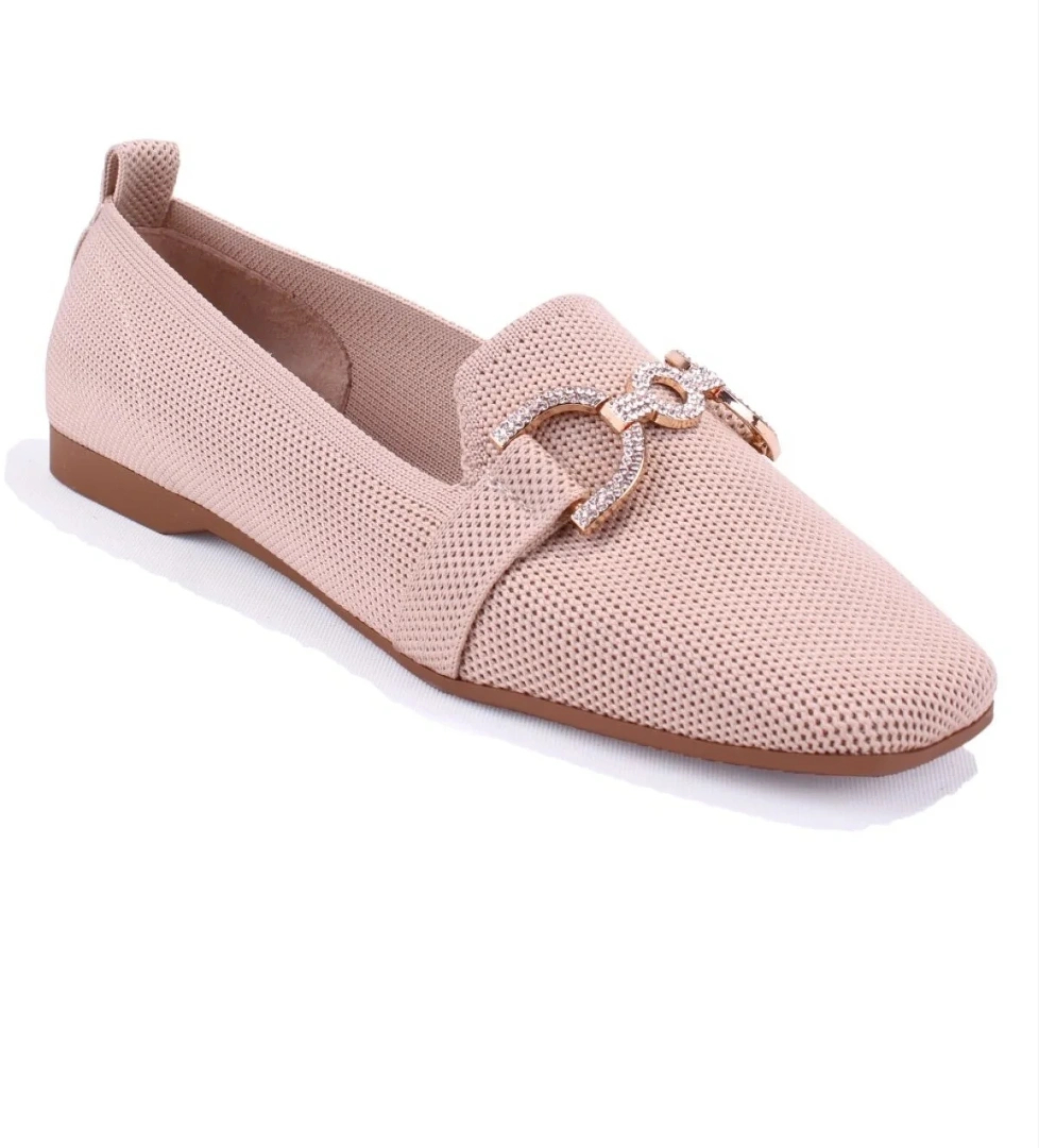 DZA07-1095213 Bej Triko Günlük Babet Kadın Ayakkabı