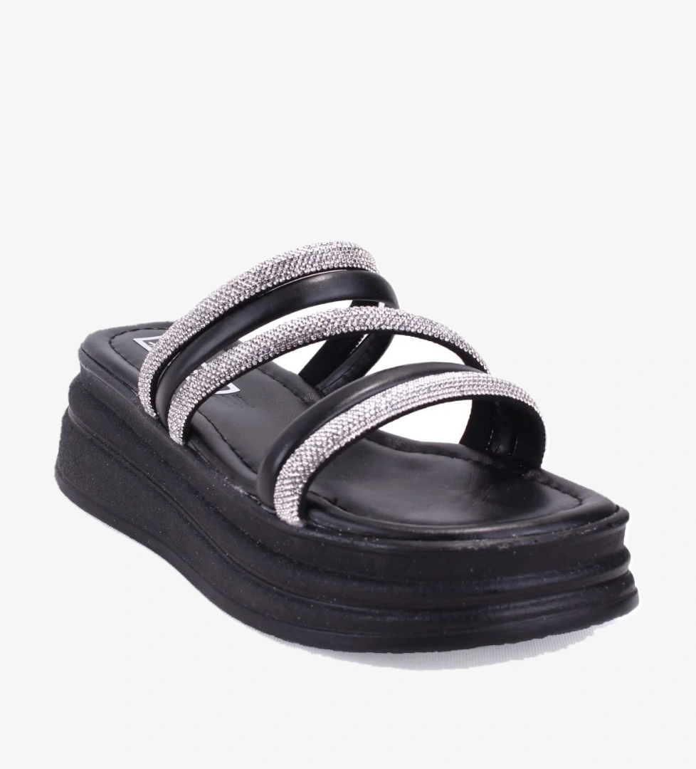 DZA07-1241305 Siyah Taşlı Spor Kadın Terlik