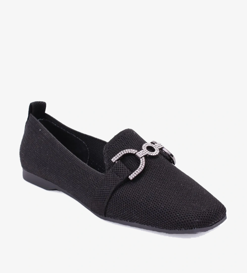 DZA07-1095213 Siyah Triko Günlük Babet Kadın Ayakkabı - Görsel 1