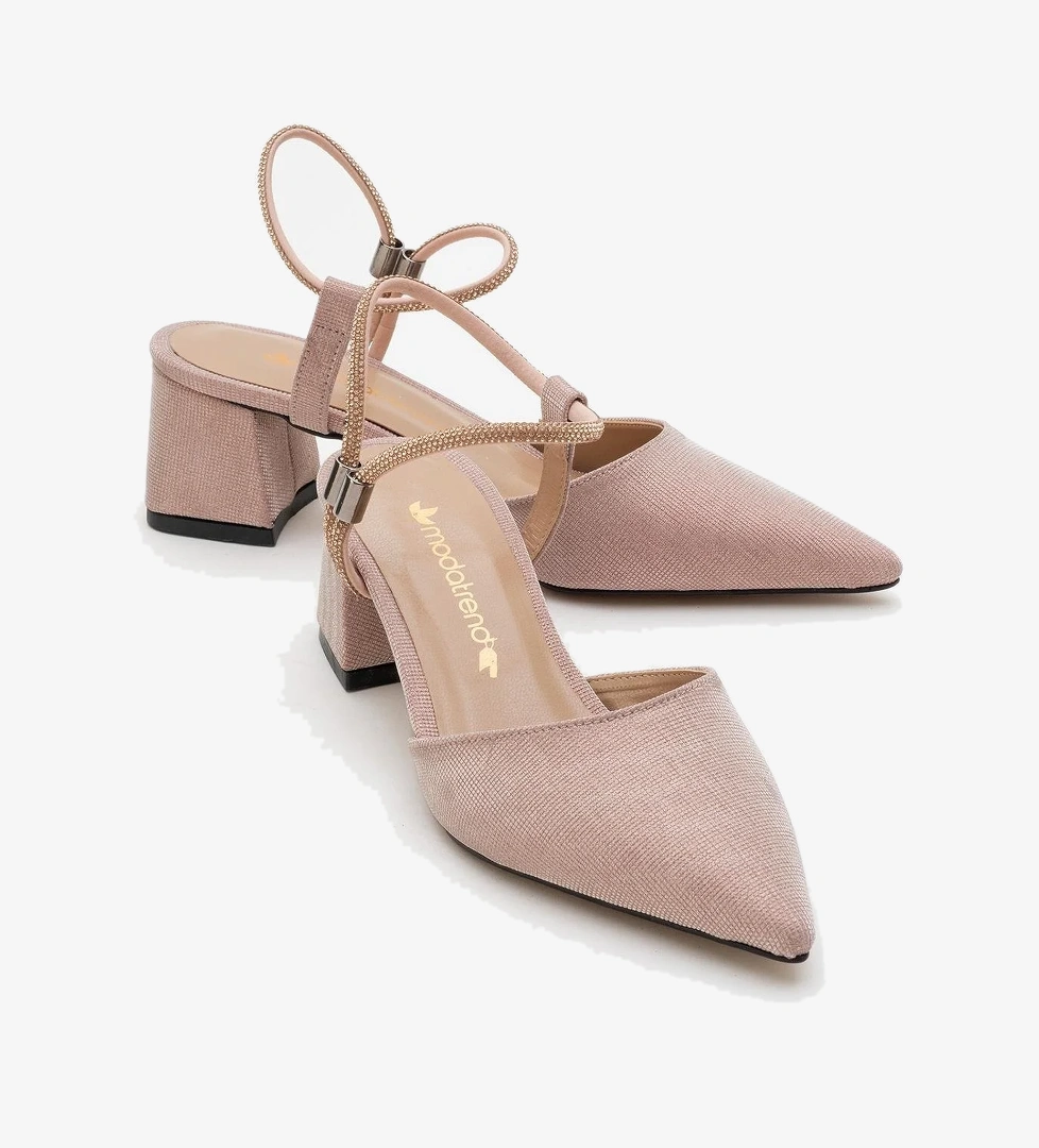 Kadın Taşlı Topuklu Ayakkabı BAKIR SİM