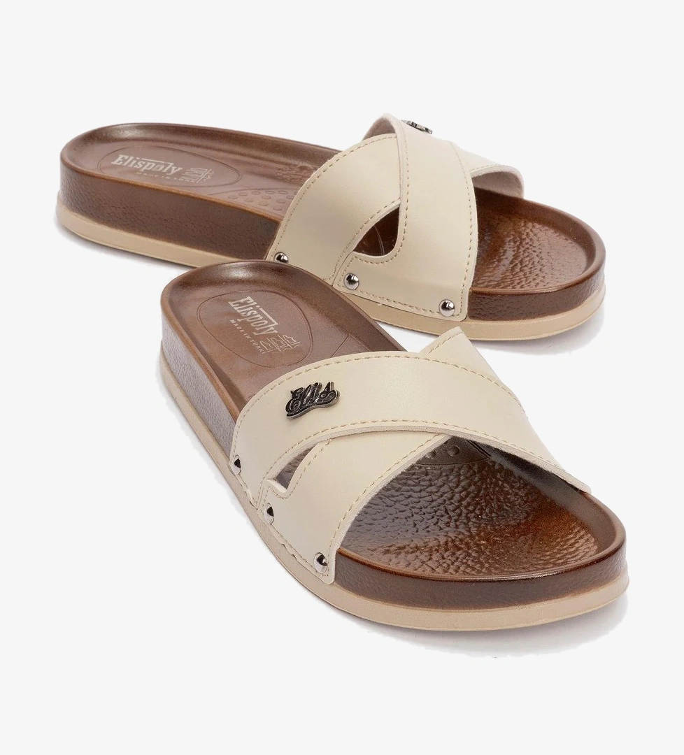 Çapraz Bantlı Kadın Terlik BEJ - Görsel 1