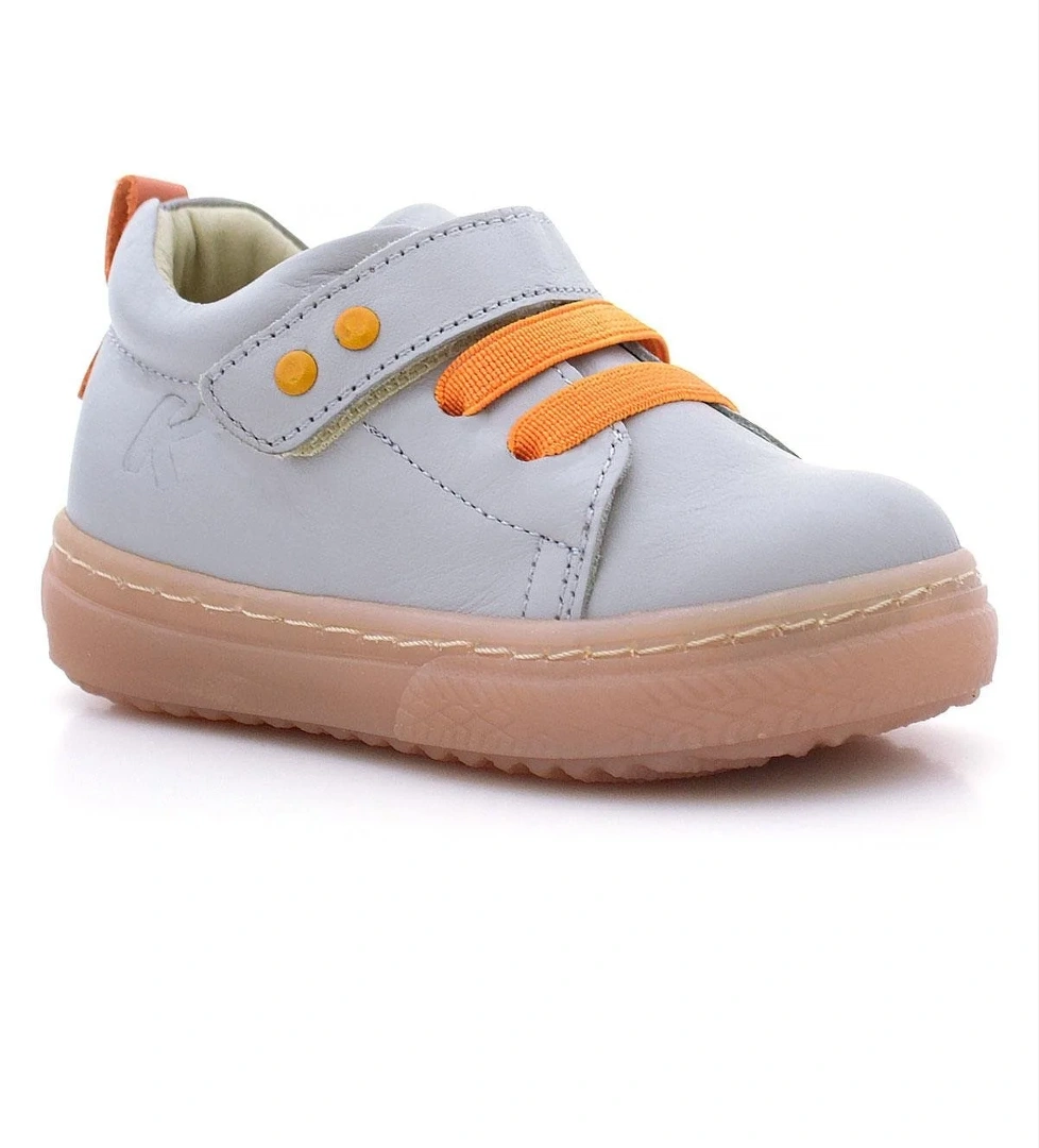 Anatomik Hakiki Deri Gri Metal Detaylı Lastikli Cırtlı Bebek Ayakkabı - Görsel 1