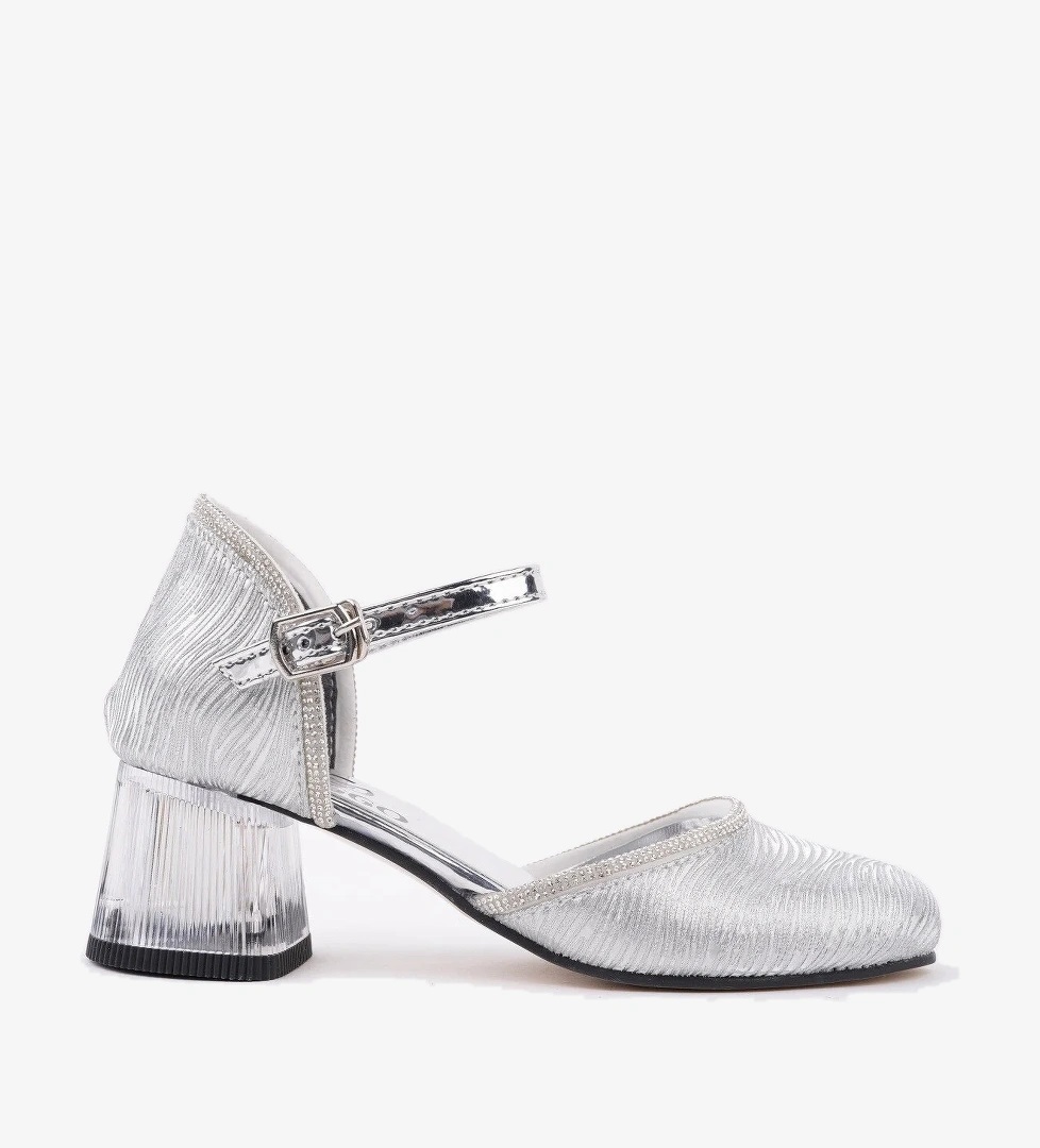 ELSE Bilekten Bağlamalı Simli Kız Çocuk Kısa Topuklu Ayakkabı