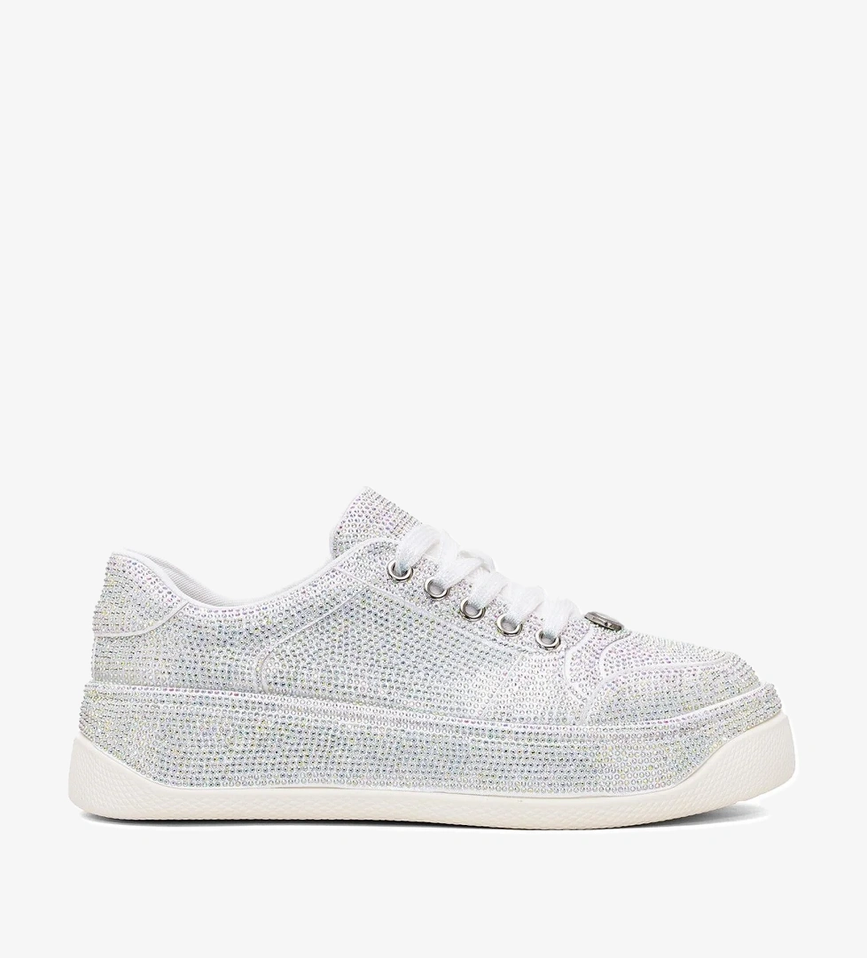 25Y451-10 Kadın Taşlı Casual Ayakkabı Beyaz