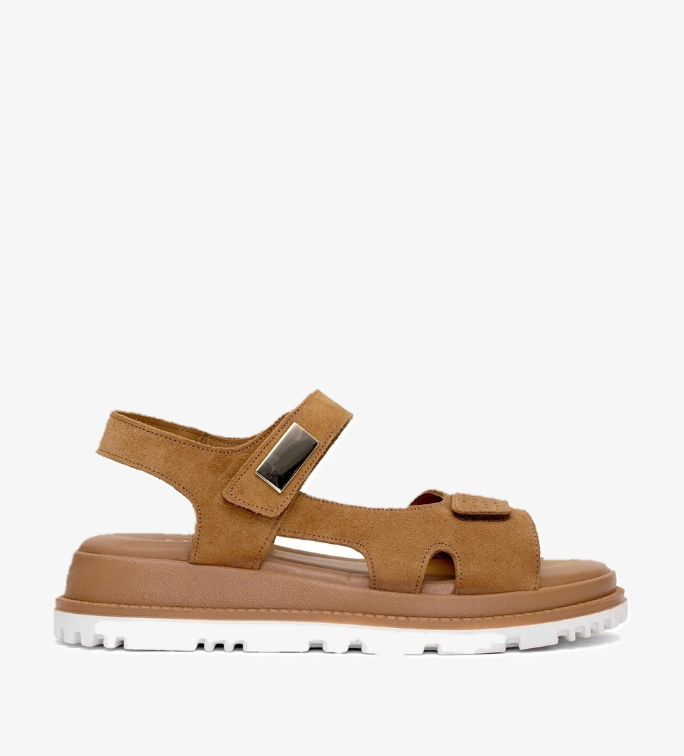 Ayakkabı Fuarı Elit Rch201-M15 Kadın Hakiki Deri Düz Sandalet Taba model görseli