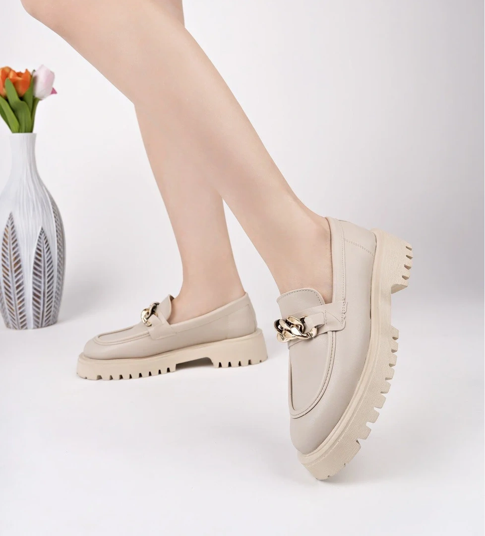 DAİLY Kalın Taban Tokalı Günlük Casual Makosen Kadın Loafer Ayakkabı