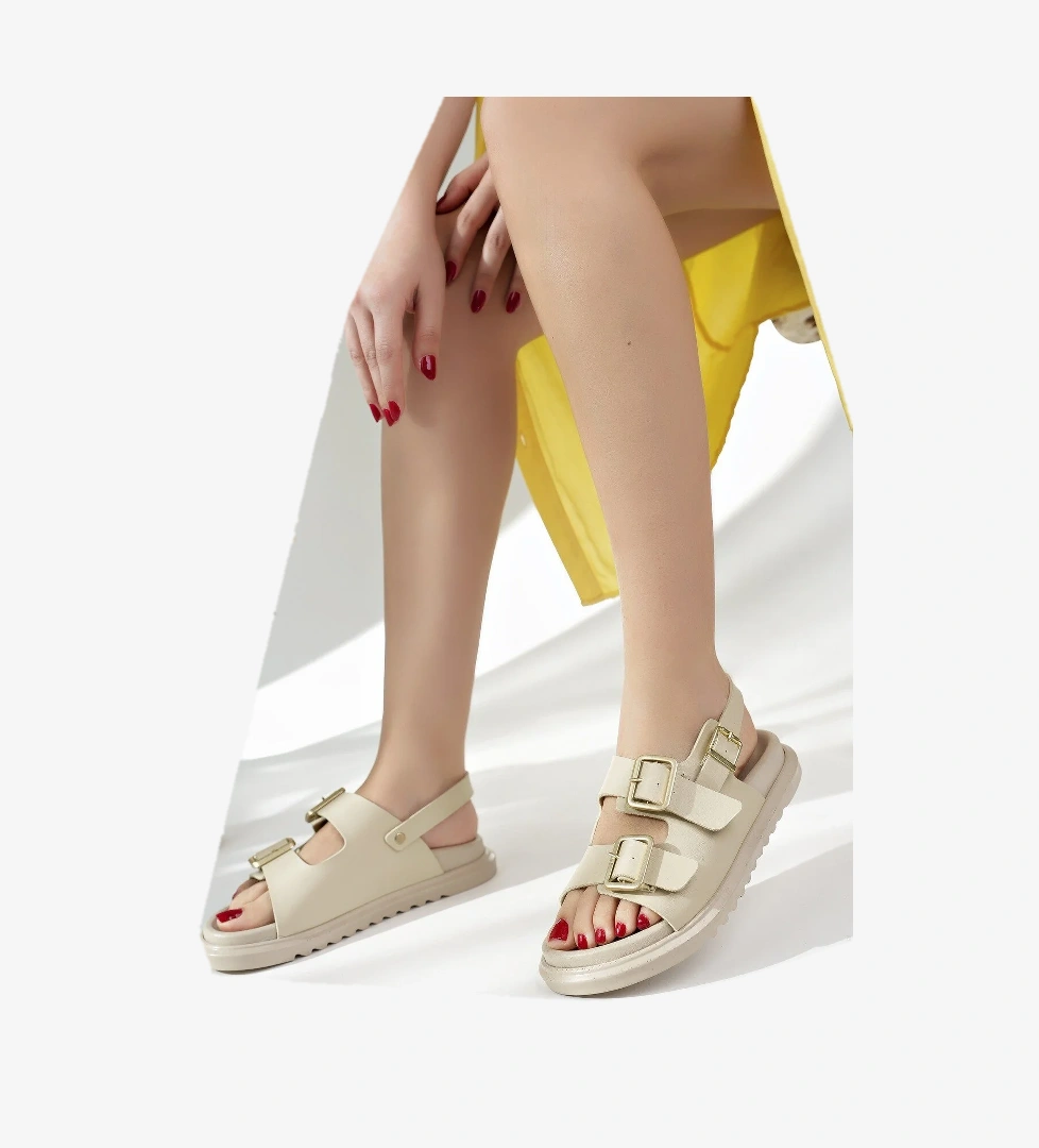 MEGGİE Çift Bantlı Ayarlanabilir Kemerli Günlük Kadın Sandalet