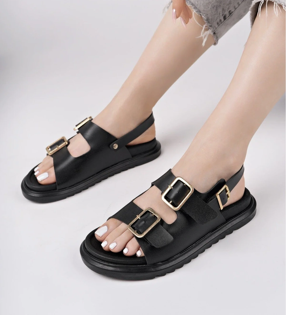 MEGGİE Çift Bantlı Ayarlanabilir Kemerli Günlük Kadın Sandalet