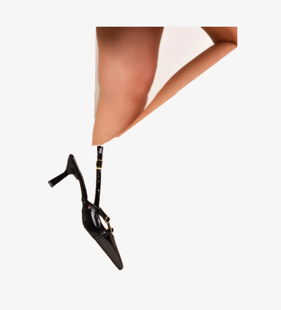 Kadın Rugan Çapraz Bantlı Yeni Sezon Stiletto Topuklu Ayakkabı - Görsel 1