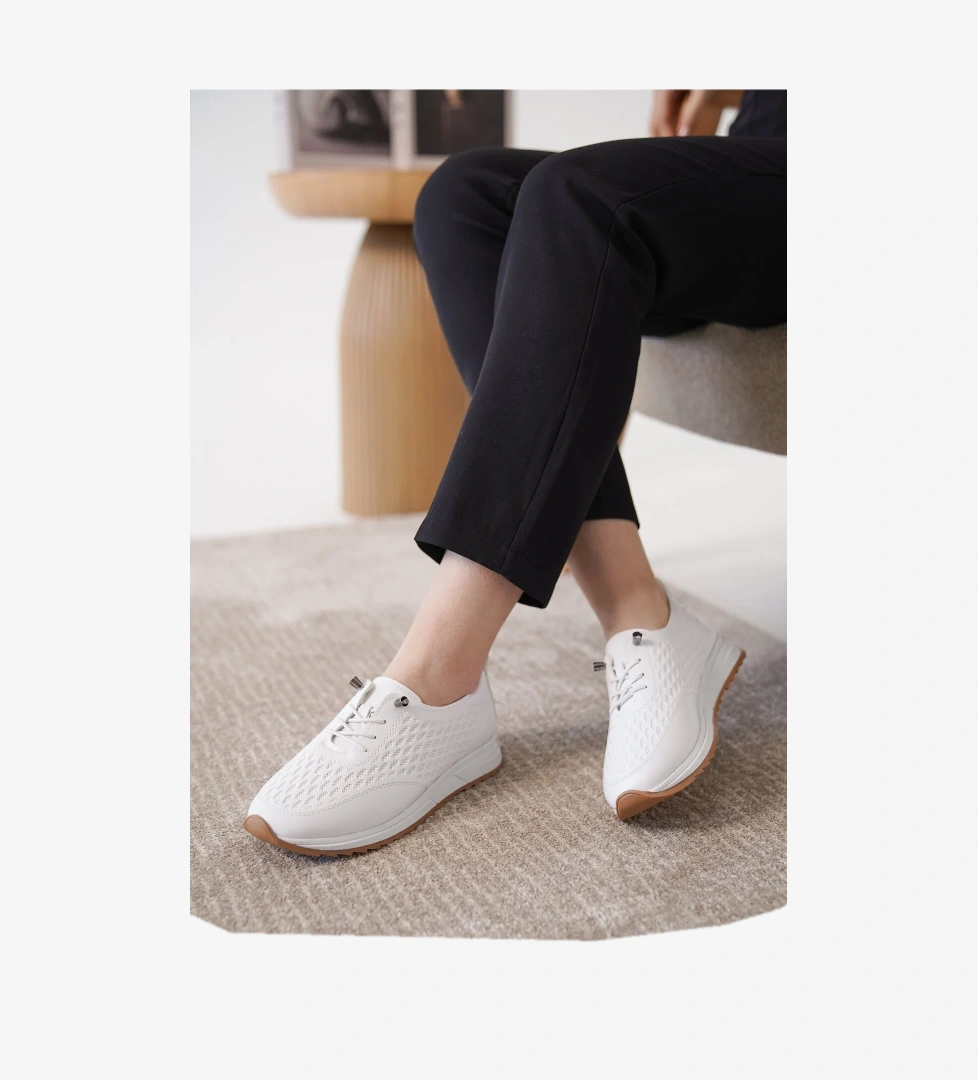 Daxtors Daxtors Beyaz D0155 Günlük Ortopedik Kadın Sneaker Spor Ayakkabı | Flo Beyaz - 1. görsel