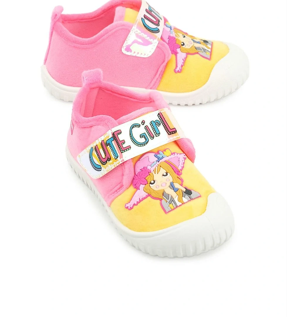 03377 Kız Çocuk Günlük Cırtlı Panduf Kreş Ayakkabı