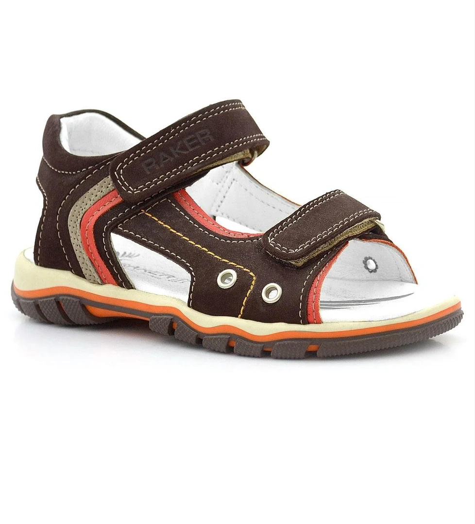 Hakiki Deri Kahverengi Cırtlı Erkek Çocuk Sandalet - Görsel 1