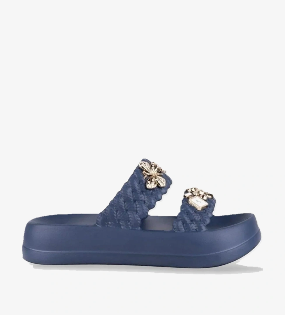 Kadın Taşlı Şık Rahat Konforlu Günlük Terlik LACİVERT