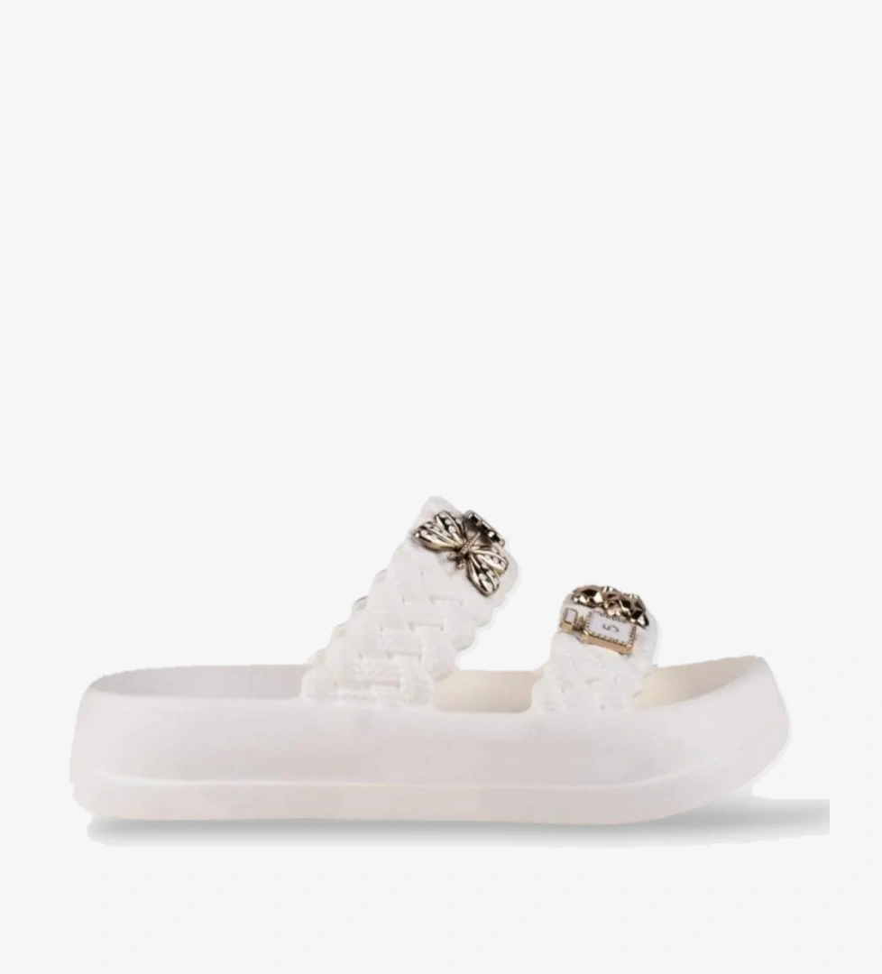 Kadın Taşlı Şık Rahat Konforlu Günlük Terlik BEYAZ