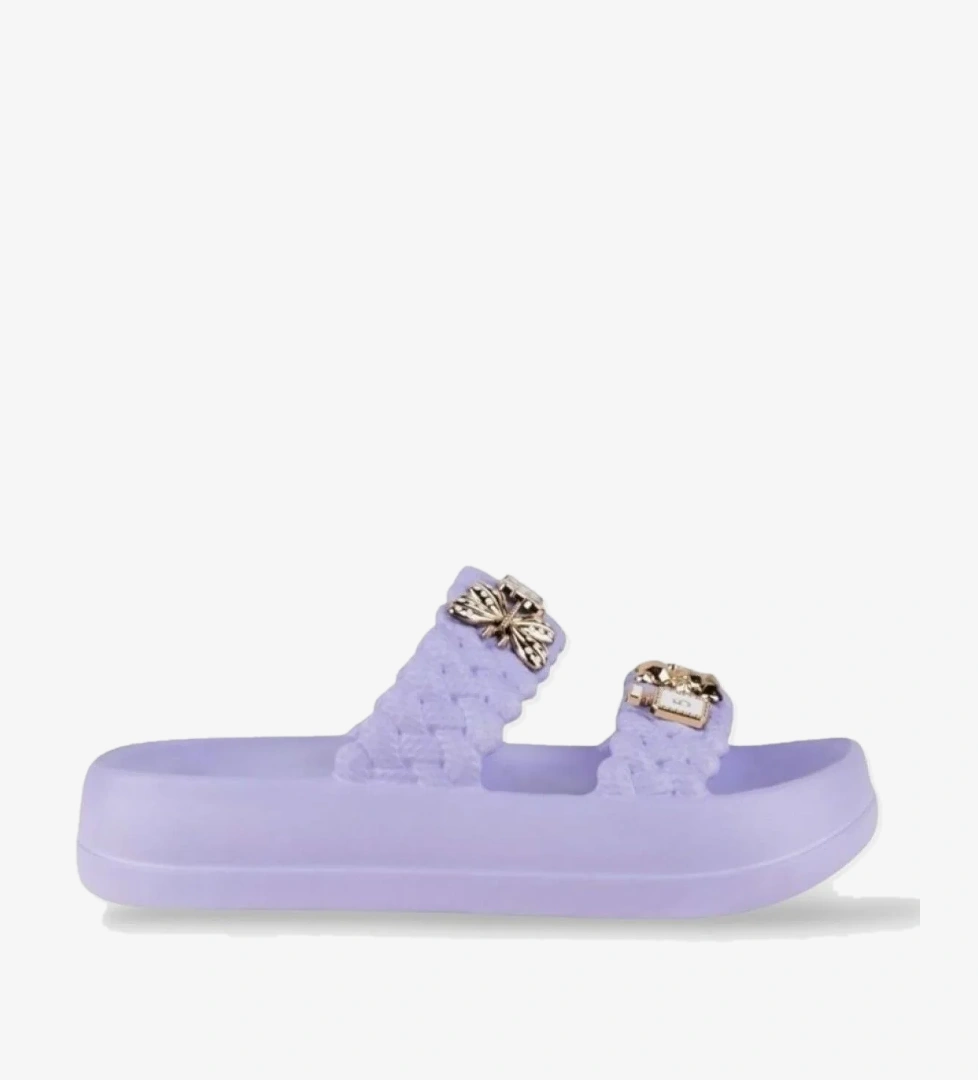 Kadın Taşlı Şık Rahat Konforlu Günlük Terlik Lila