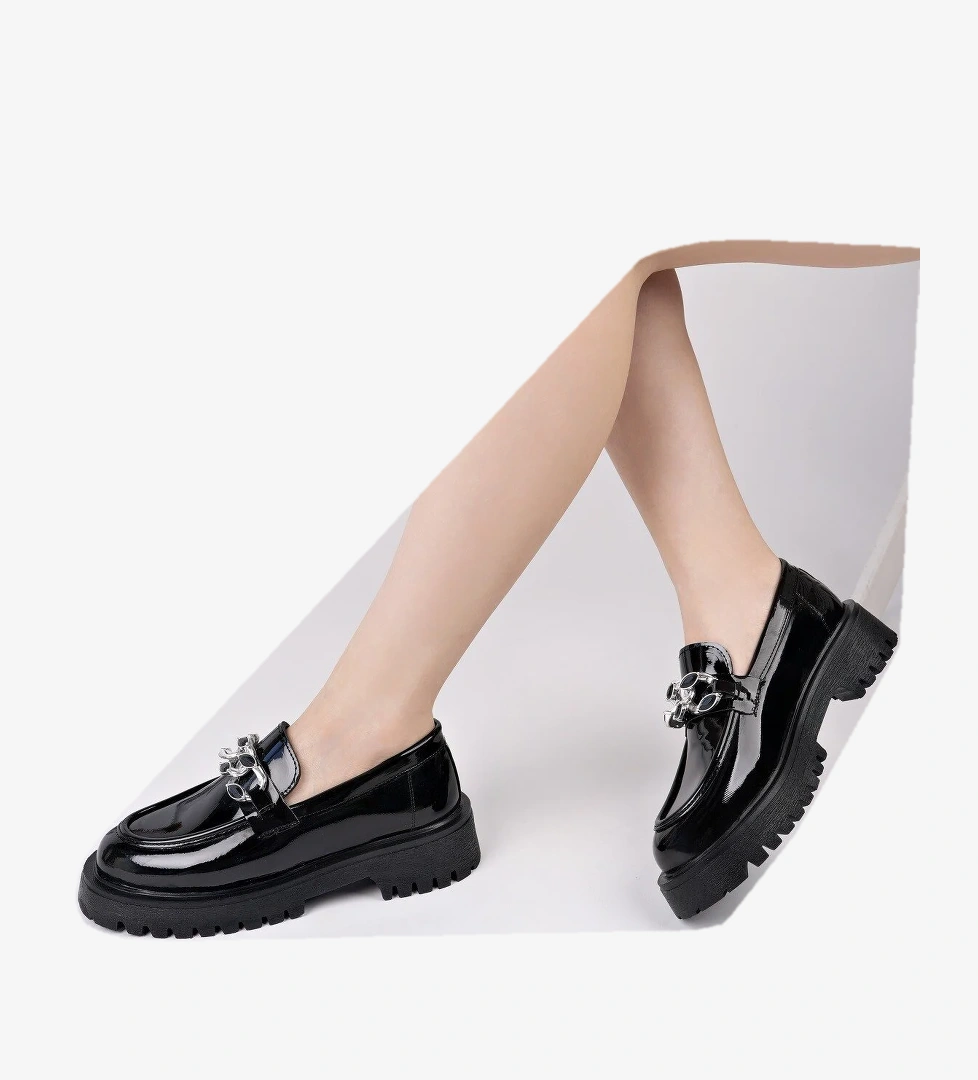 CRASHER Kalın Taban Tokalı Günlük Casual Makosen Kadın Loafer Ayakkabı - Görsel 1