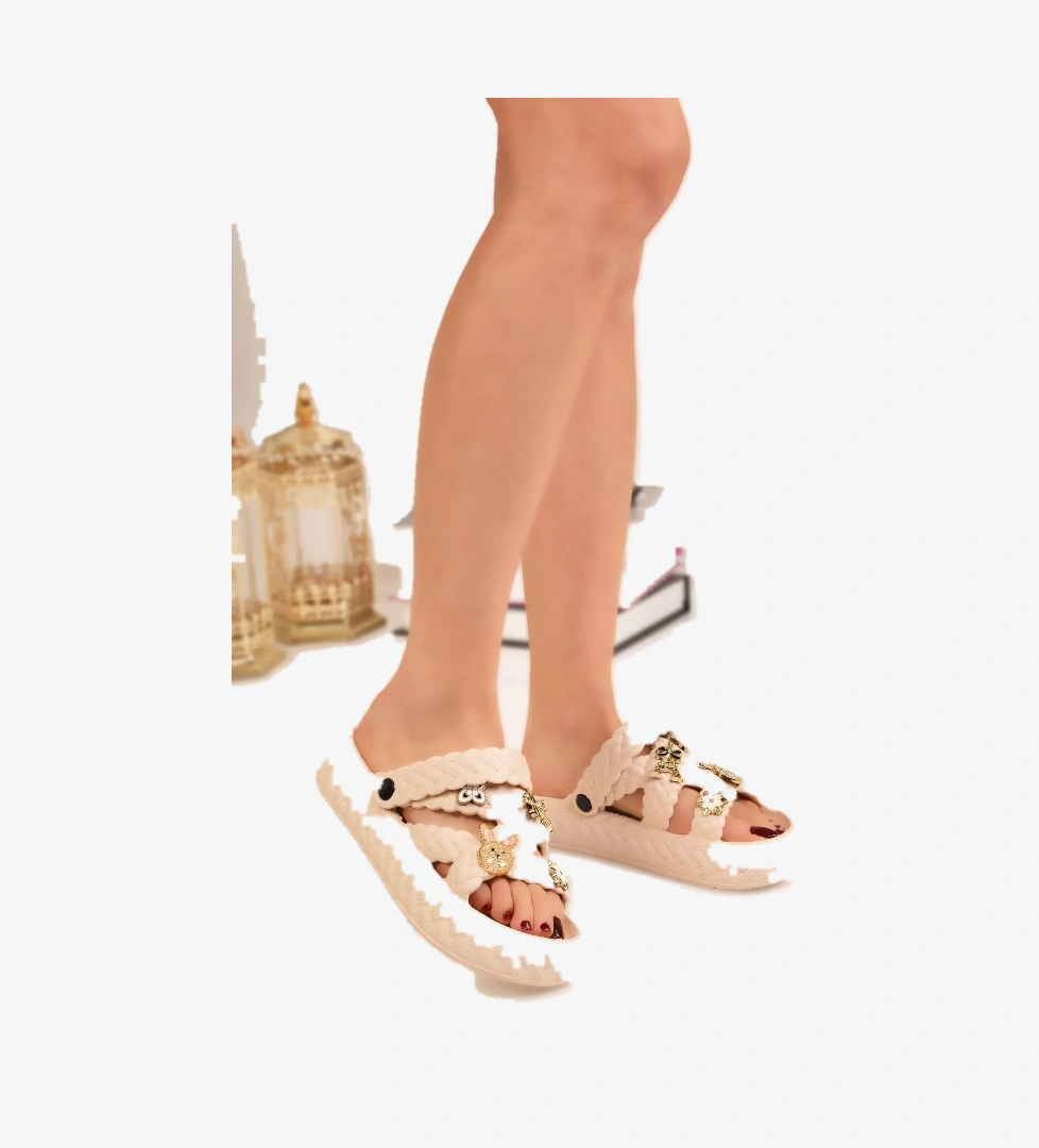 Kadın Hafif Kaymaz Taban Taşlı Terlik Plaj Deniz Havuz Terliği