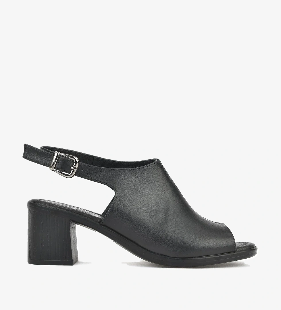 Kadın Hakiki Deri Topuklu Sandalet 1511020Z2212 Siyah