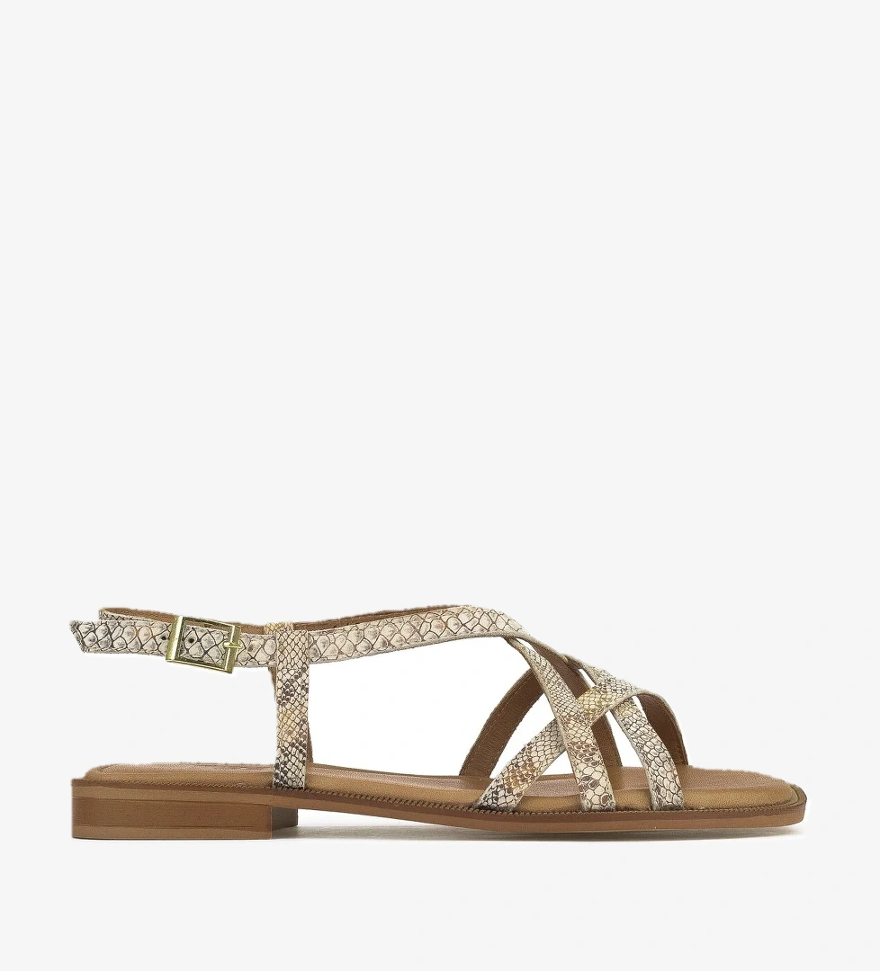 Kadın Hakiki Deri Sandalet 1511047Z16213 Bej-Yılan - Görsel 1