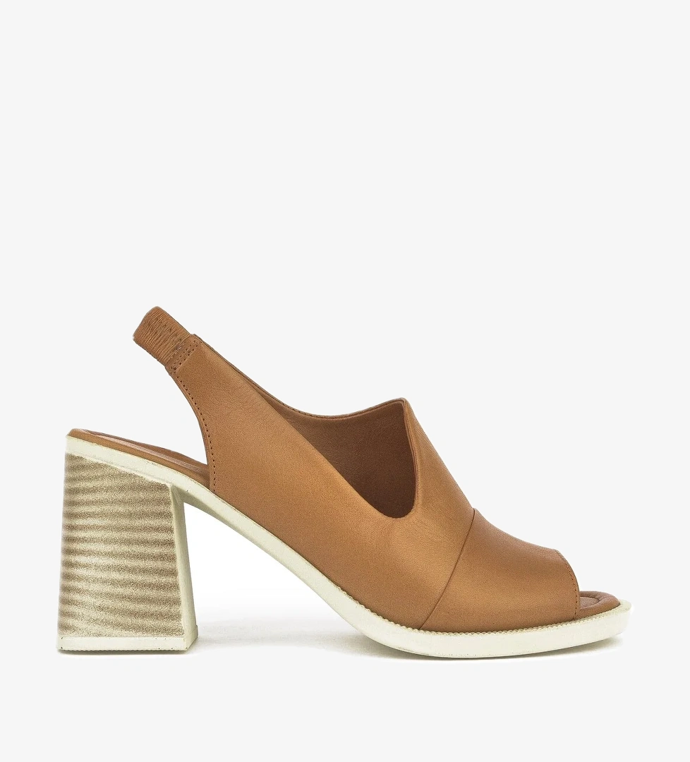 Kadın Hakiki Deri Topuklu Sandalet 151992Z54004 Taba