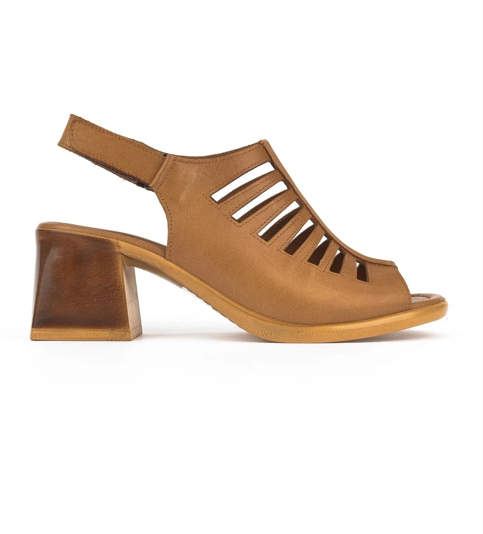 Kadın Hakiki Deri Topuklu Sandalet 151992Z12001 Taba