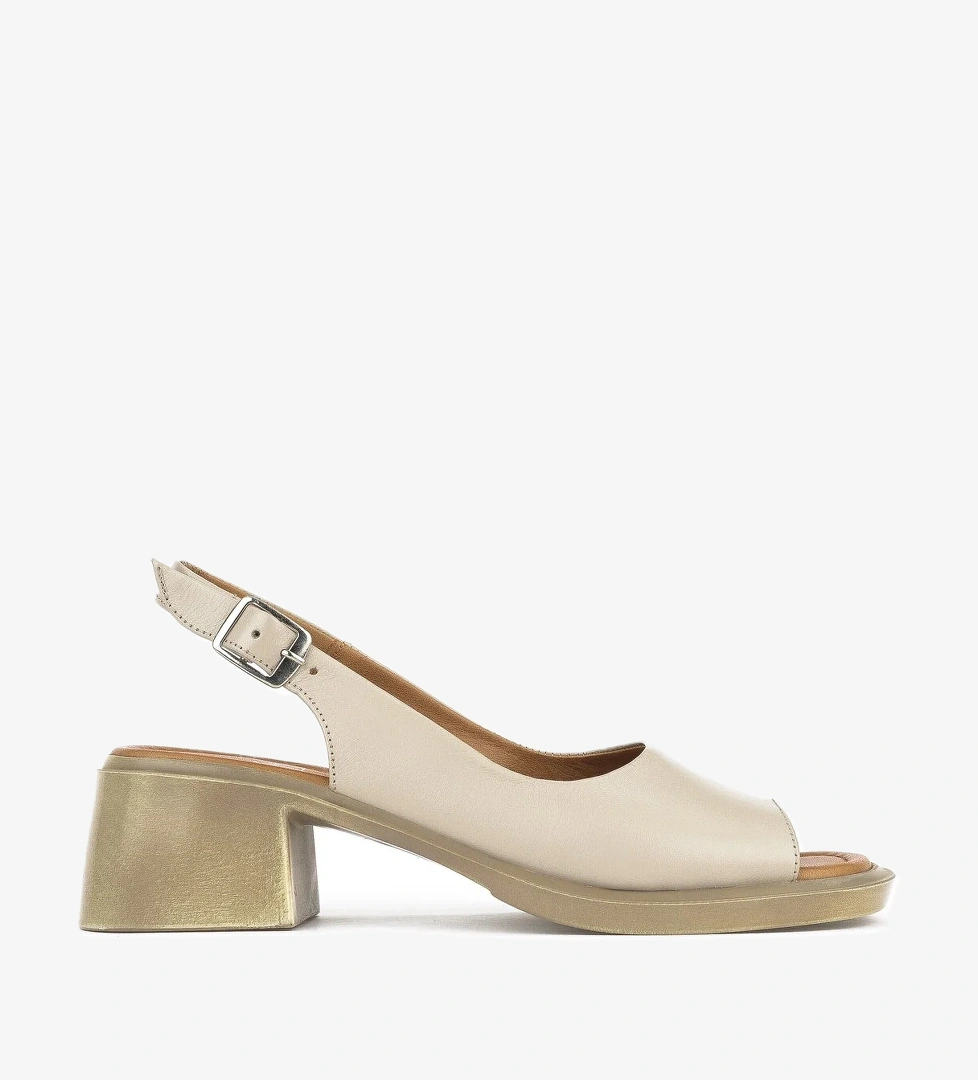 Kadın Hakiki Deri Topuklu Sandalet 151992Z8004 Buz