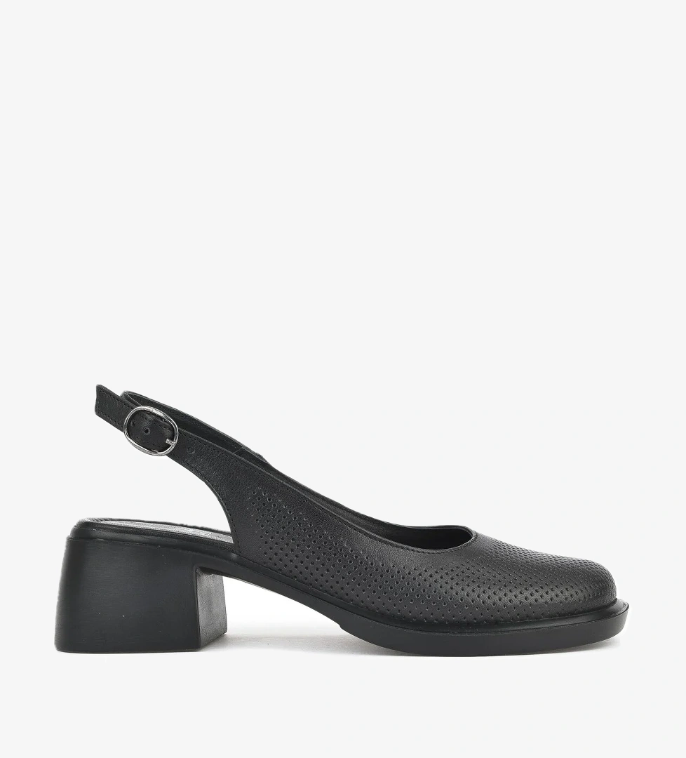 Kadın Hakiki Deri Topuklu Sandalet 151992Z8001 Siyah